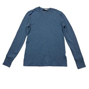 NWOT American Giant Women's Premium Slub Long Sleeve Crew Tee Blue XS USA Made